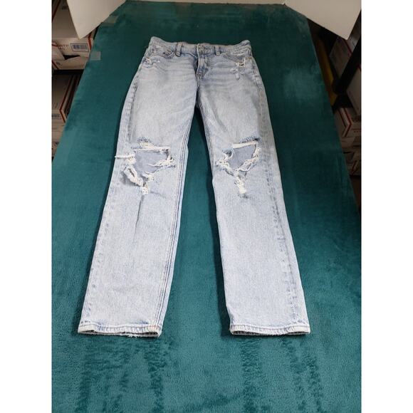 American Eagle Jeans Size 0 Womens Blue Stretch Pants High Rise Ankle Straight - Picture 2 of 14
